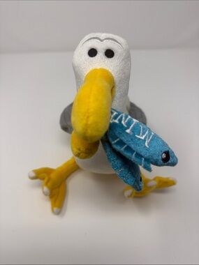 Disney Finding Nemo Plush Seagull Pet Toy with Yellow Beak & Blue Fish